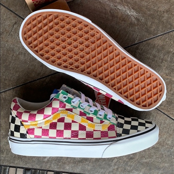 VANS OLD SKOOL GLITTER CHECK MultiTrWht WMNS - Picture 2 of 16